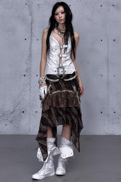 Embroidered Lace Leather Camisole