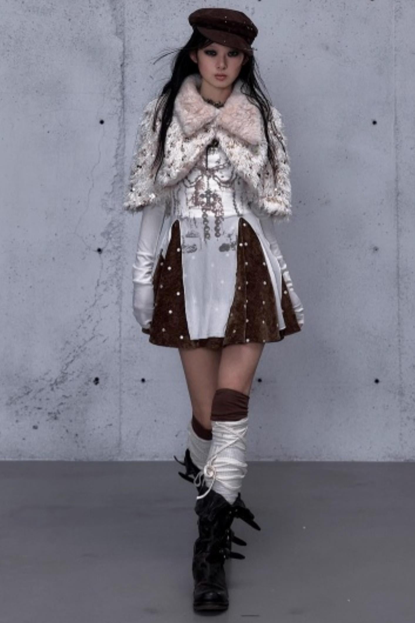 Baroque Velvet Plaid Dress