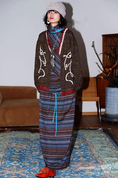 Striped Brushed Long-Sleeved Top