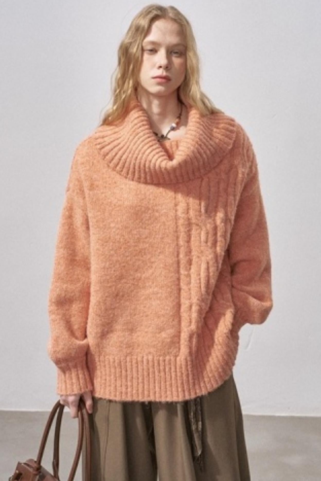 One-Shoulder Cable-Knit Sweater