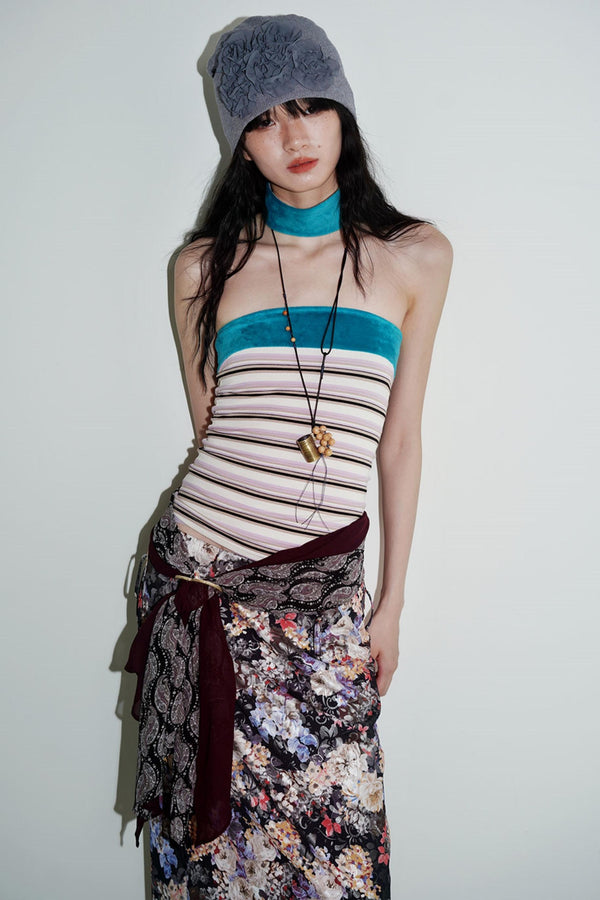 Vintage Striped Bandeau Set