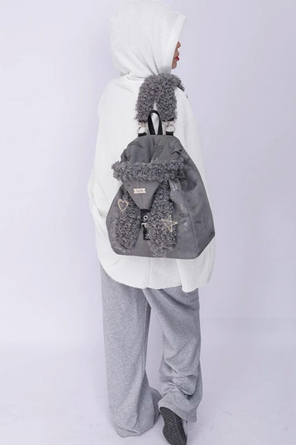 Cute Furry Rabbit Ears Backpack