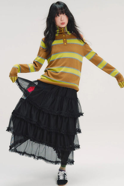 3D Embroidery Ruffled Skirt