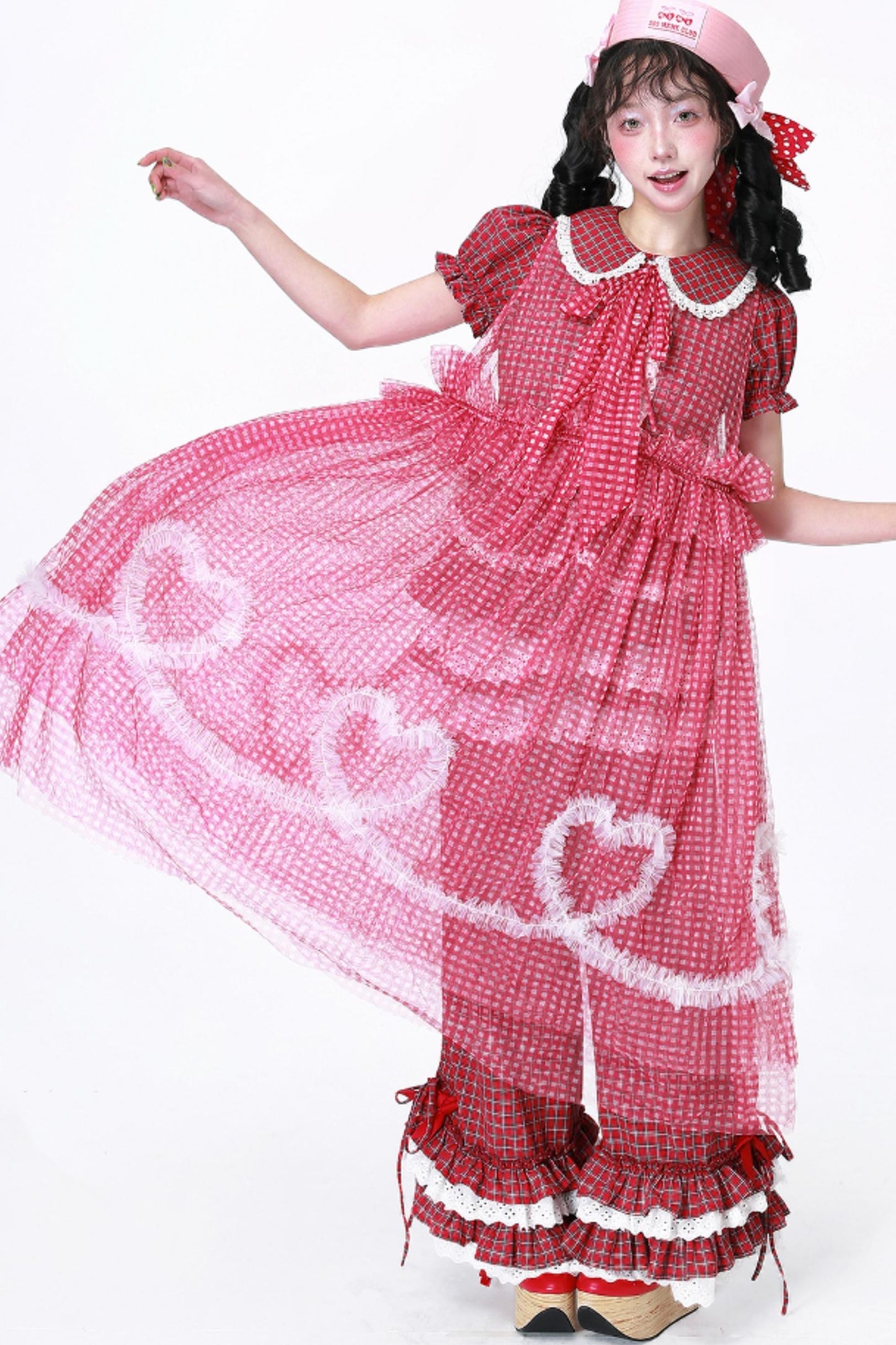 Retro Plaid Mesh Dress