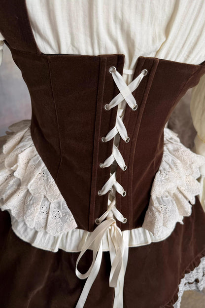 Bone Print Velvet Corset Vest