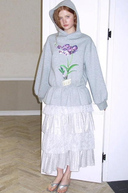 Glitter Panelled Lace Oversized Skirt