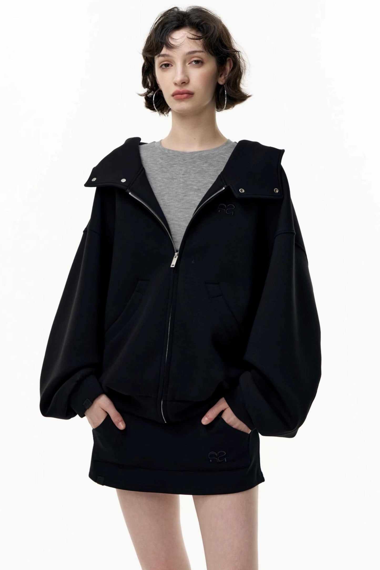 Casual Large Zip Hooded Cardigan