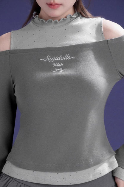 Energetic Two-Tone Off-Shoulder Top