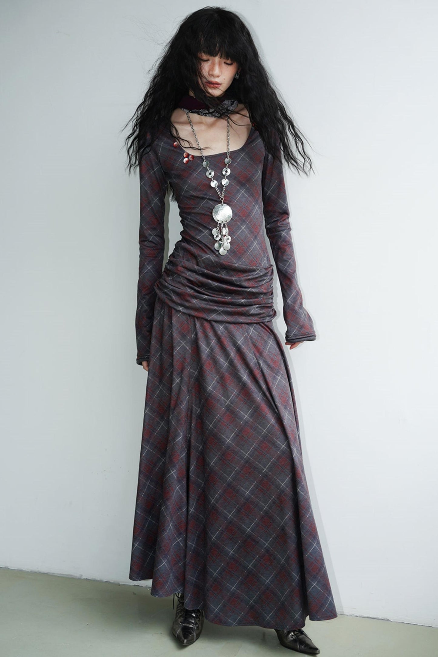 Vintage Check Slim Dress