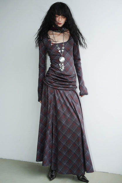 Vintage Check Slim Dress