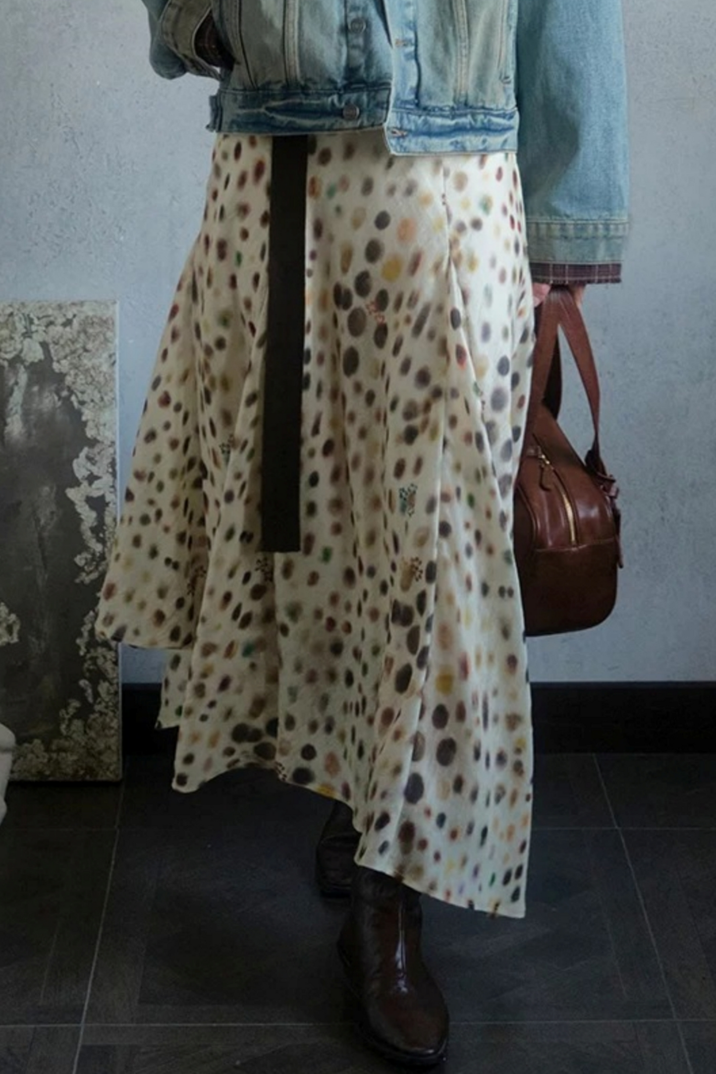 Artistic Polka Dot Asymmetrical Skirt