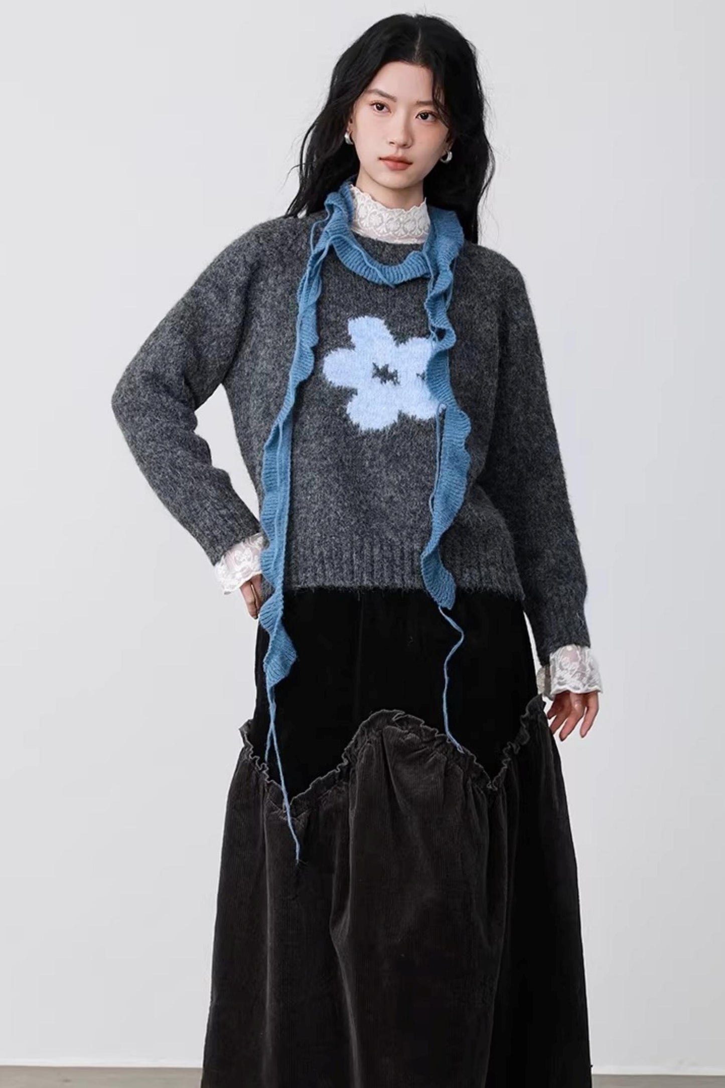 Misty Blue Latte Scarf