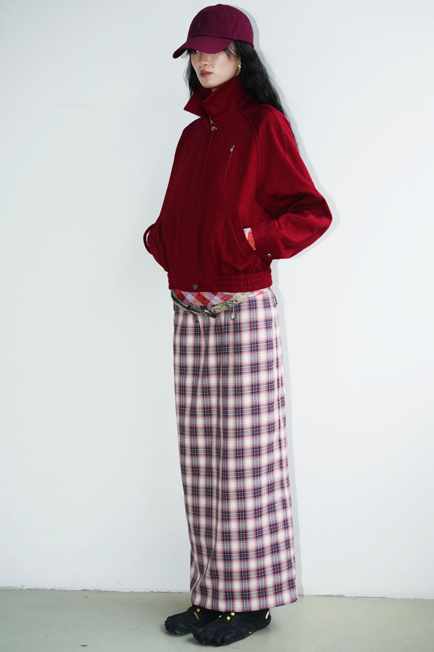 Vintage Long Straight Pleated Skirt