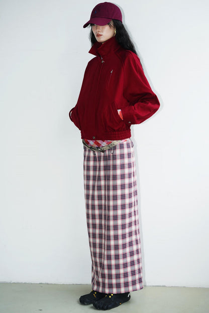 Vintage Long Straight Pleated Skirt