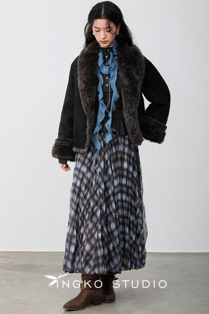 Blue Plaid Gauze Skirt