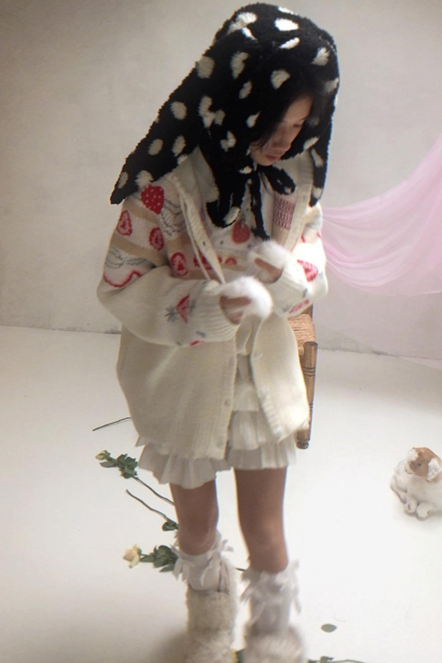 Happy Birthday Strawberry Mohair Cardigan