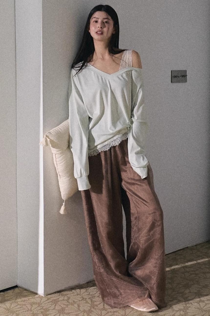 Apricot Satin Double-Layer Pants