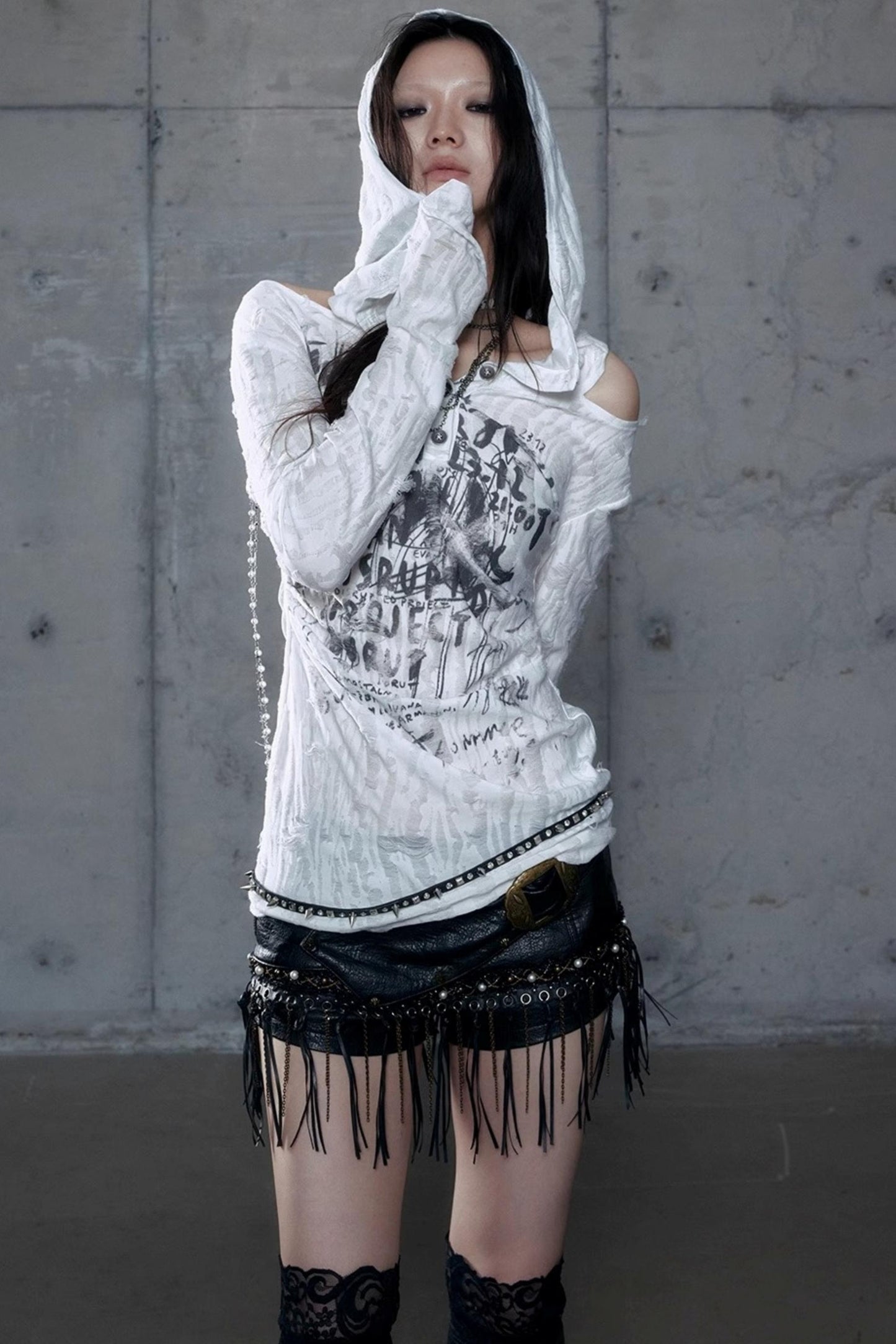 Vintage Punk Hooded Top