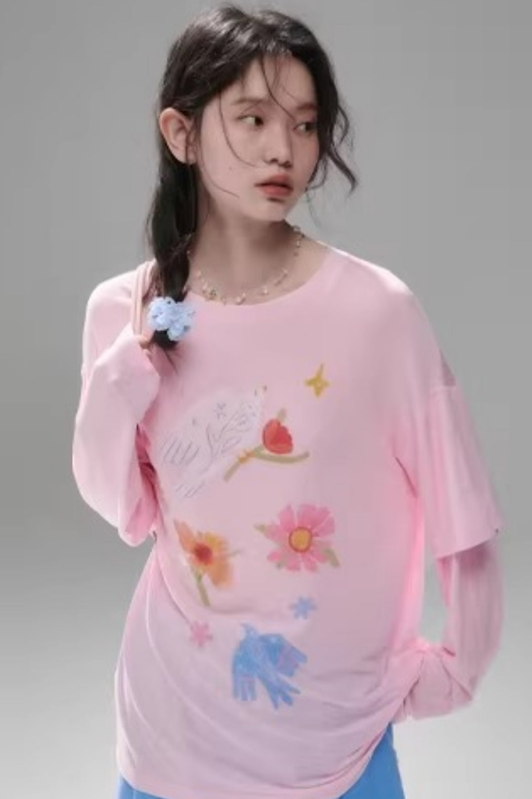 Bird and Floral Tencel Blouse