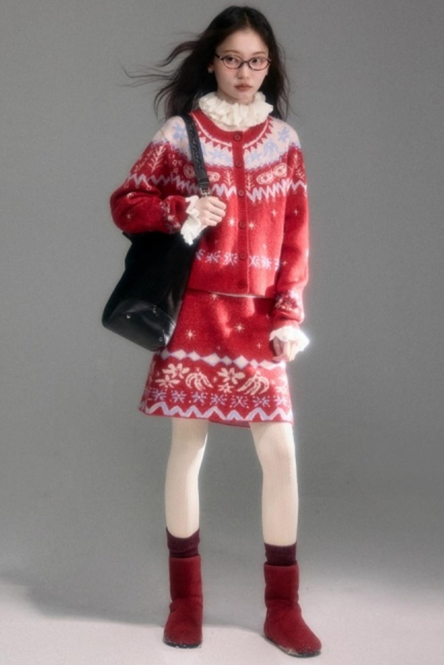 Snowflake Jacquard Cardigan Set-Up