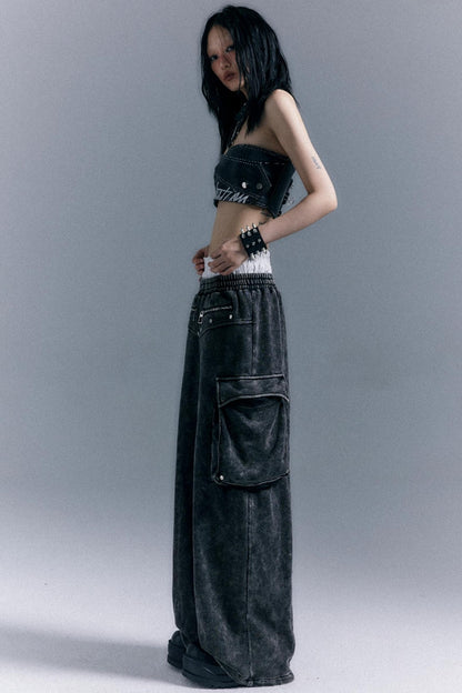 Double Waistband Wide-Leg Trousers