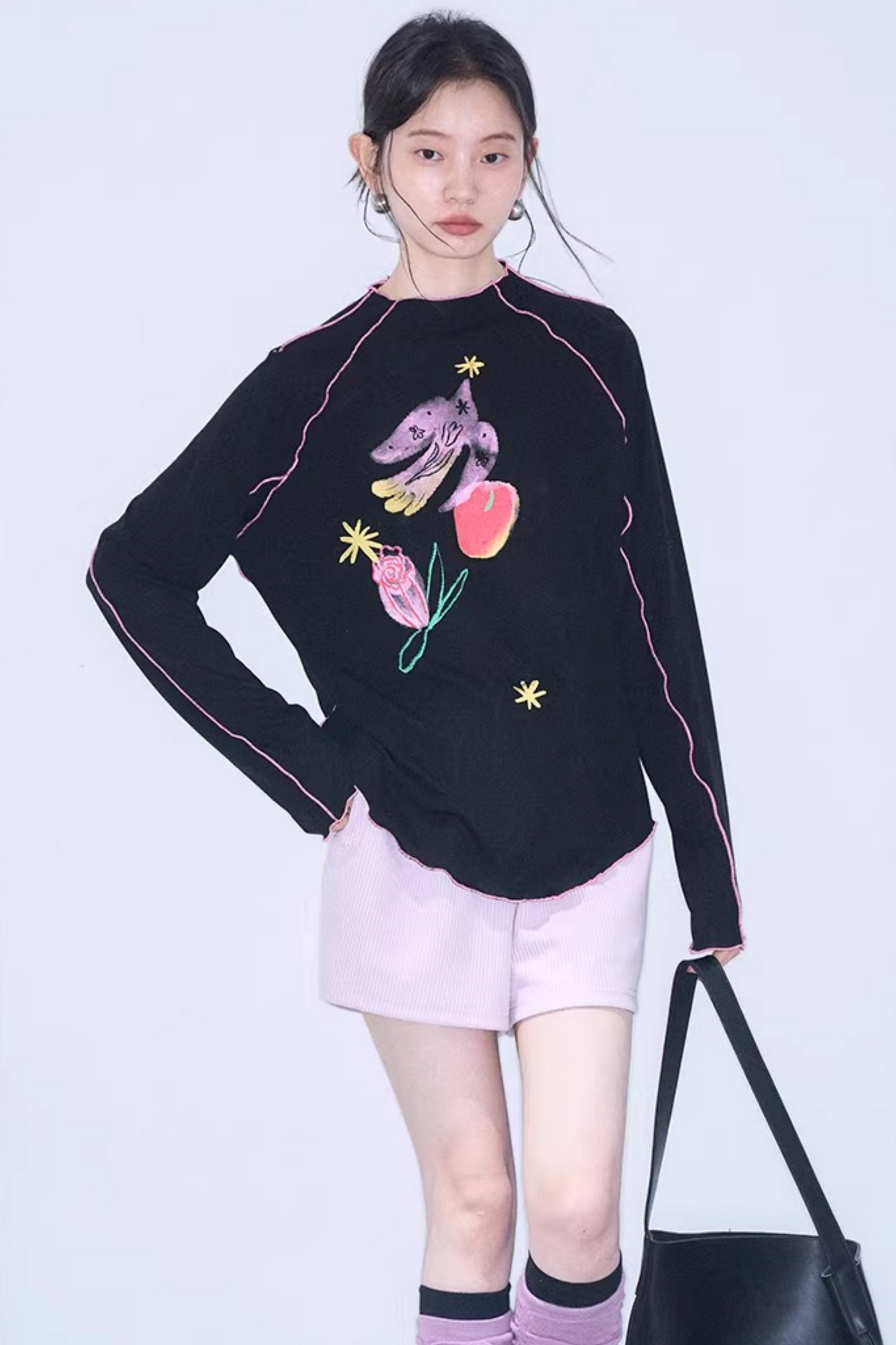 Tencel-Bluse mit Poesie-Print