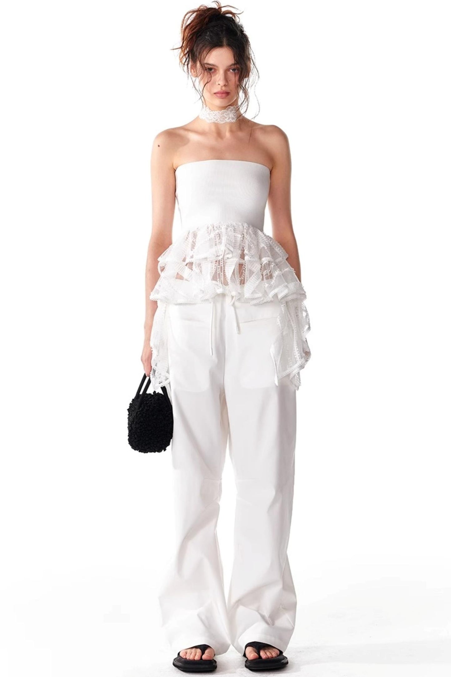 Summer Slim Ruffle Lace Top
