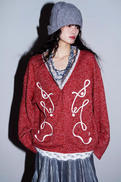 Retro Lace Knitted Cardigan