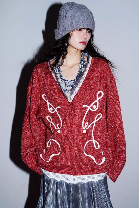 Retro Lace Knitted Cardigan