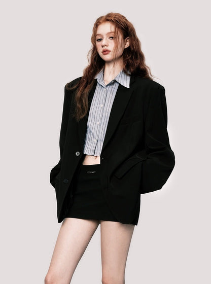 Shoulder padded blazer coat