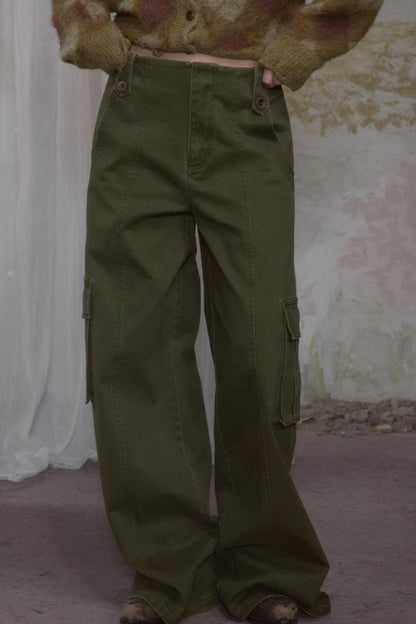 Cool Military Green Cargo Jeans