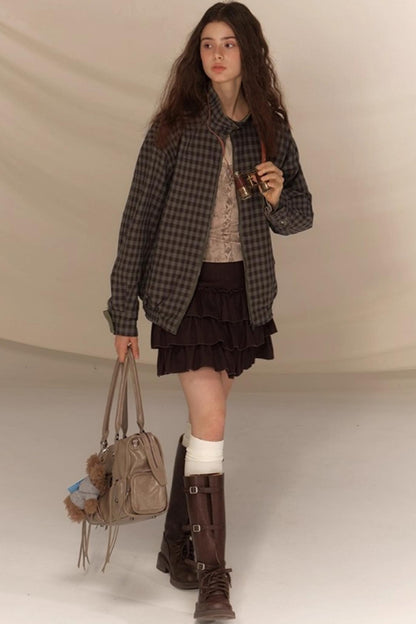 Linen Plaid Double Sided Jacket