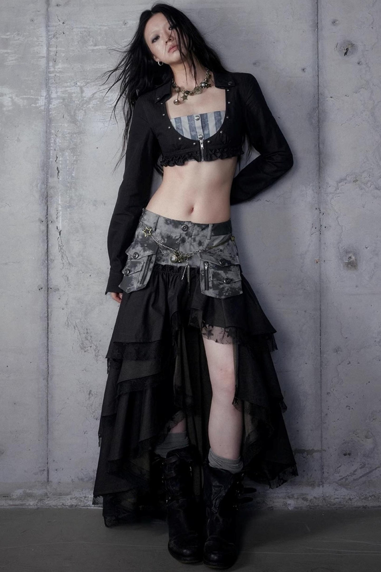 Vintage Punk Court Slim Print Long-Sleeved Shirts