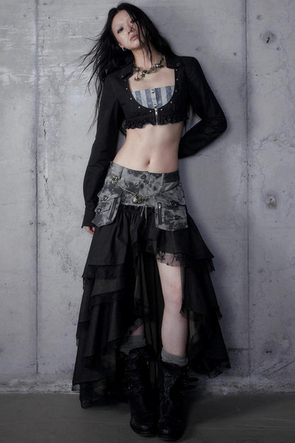 Vintage Punk Court Slim Print Long-Sleeved Shirts