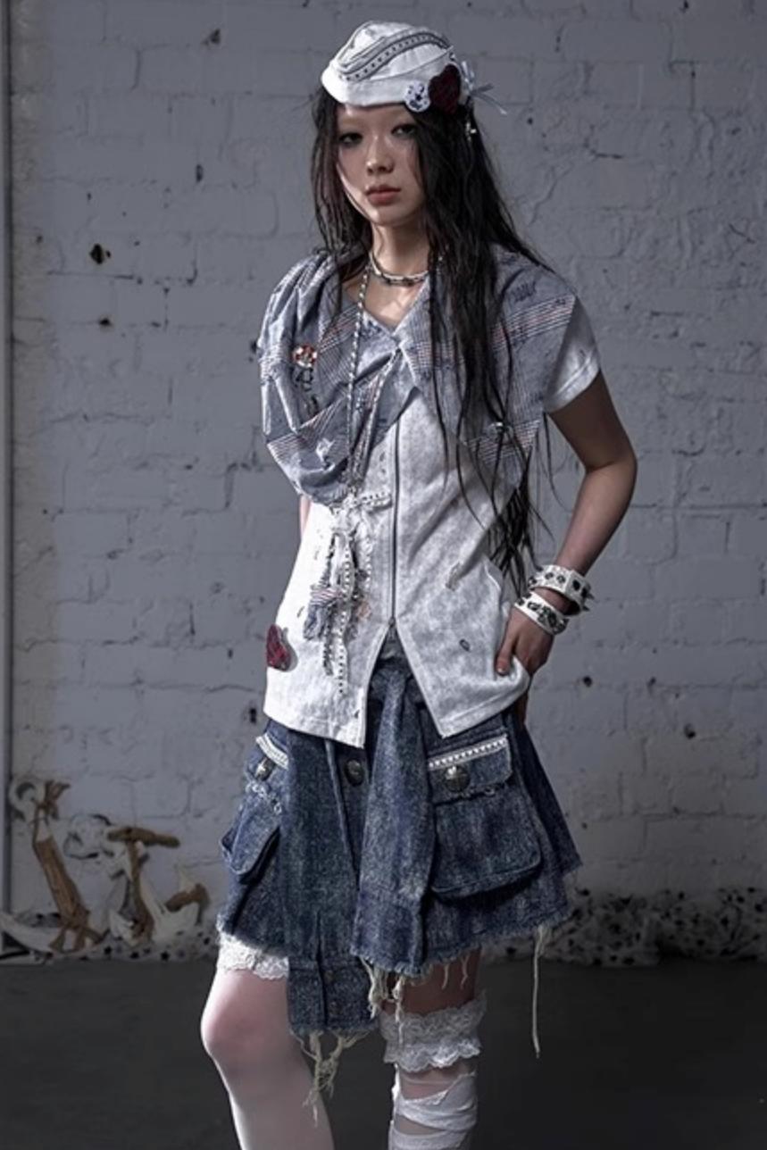 Plaid Layered Punk Street T-Shirt