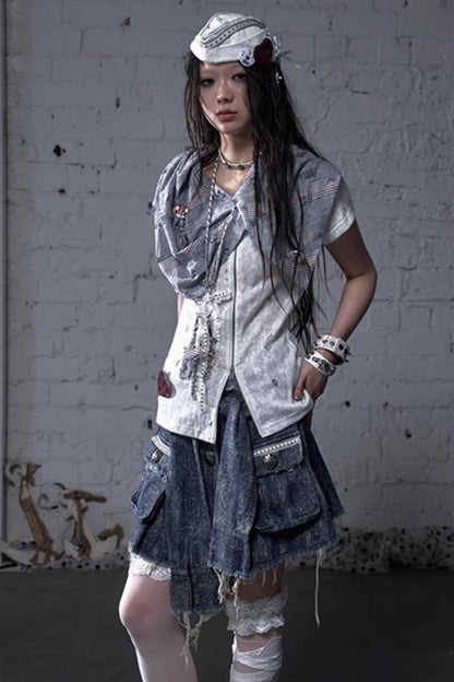 Plaid Layered Punk Street T-Shirt