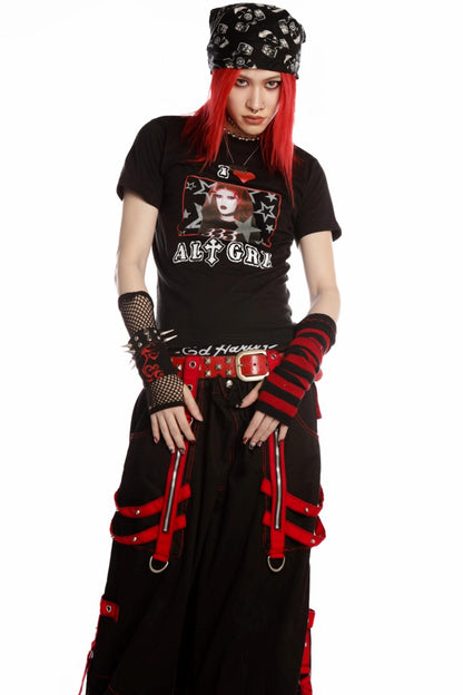 Versatile Gothic Slim Shoulder T-Shirt