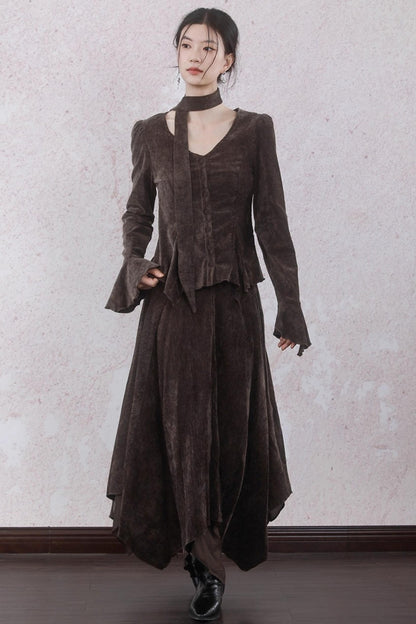 Winter Velvet Top Skirt Set-Up