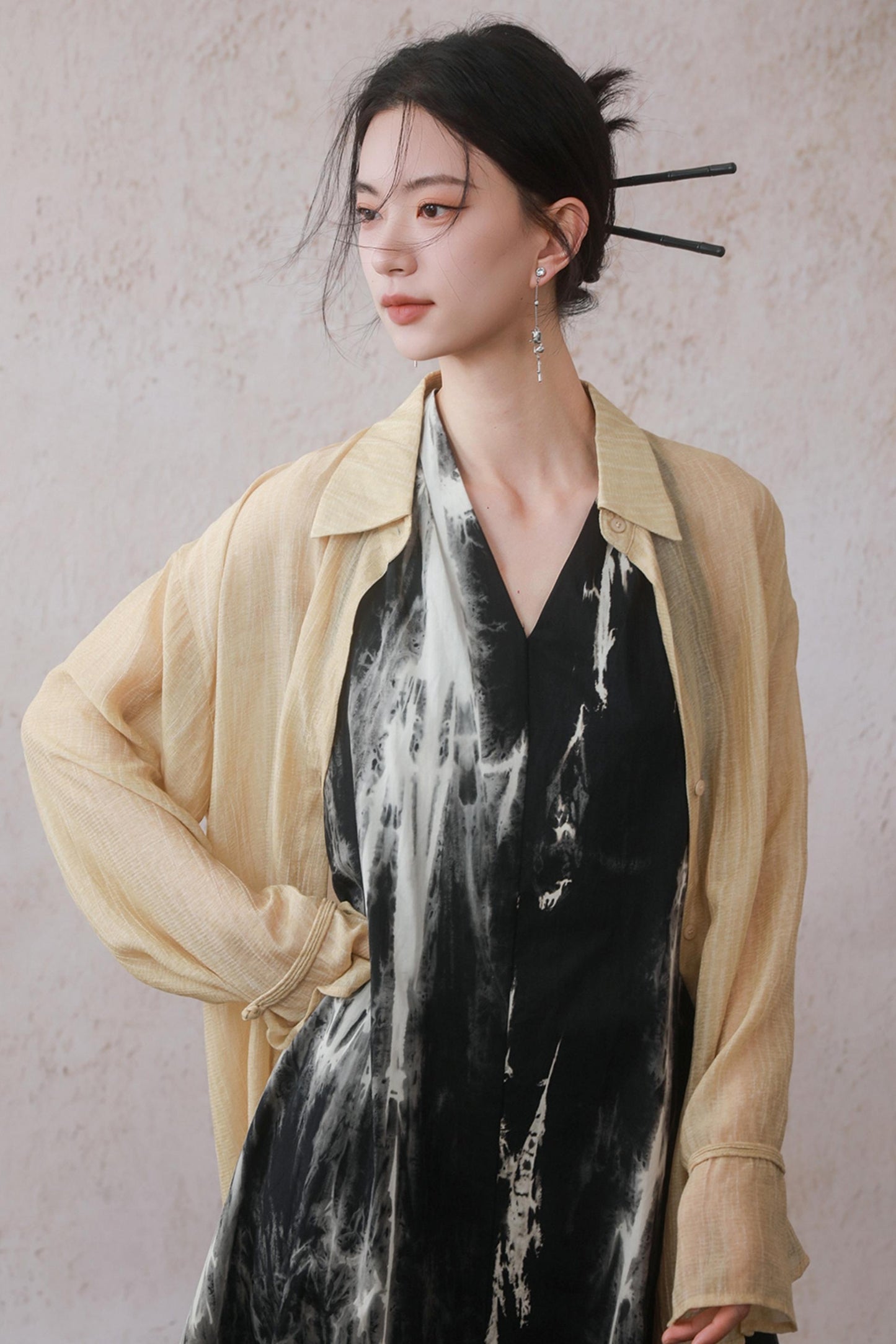 Sun-Protective Yellow Striped Shirt