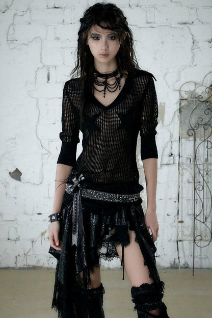 Hollow Star Knit Top