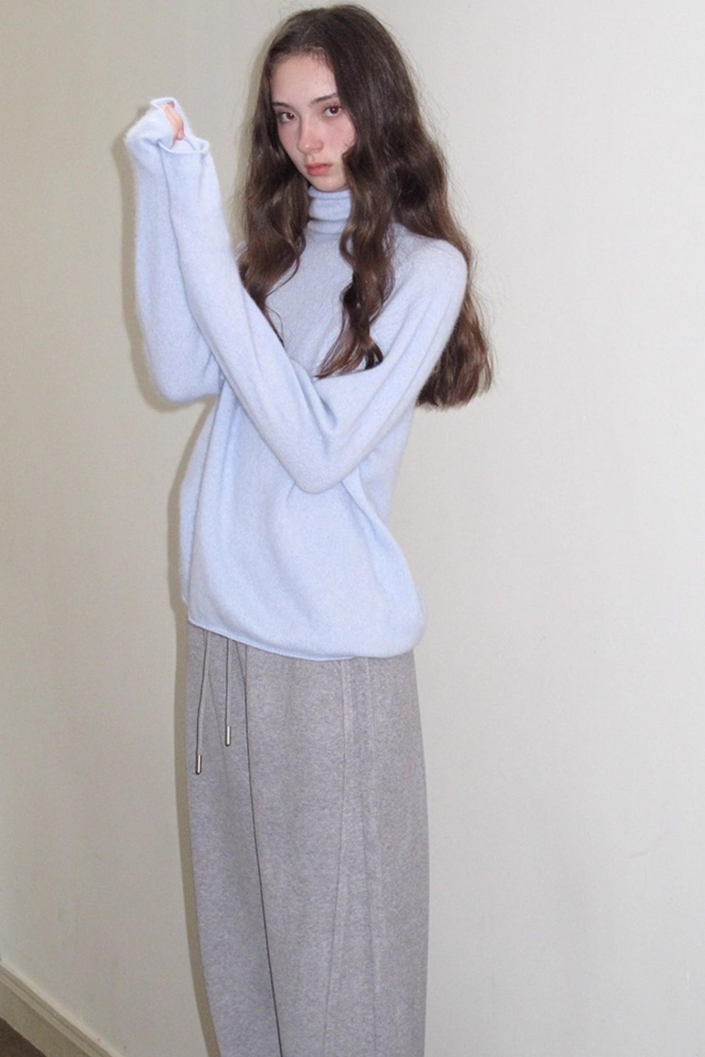 Fleece Mist Elastic Waist Knit Pants