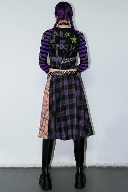 Punk Plaid Layered Skirt