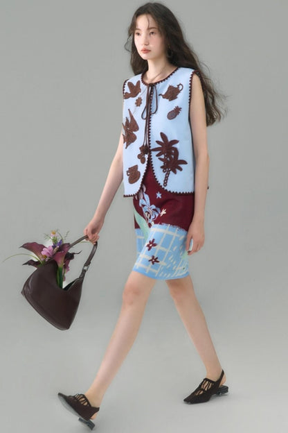 Original Lily Jacquard Tencel Vest Skirt Set-Up