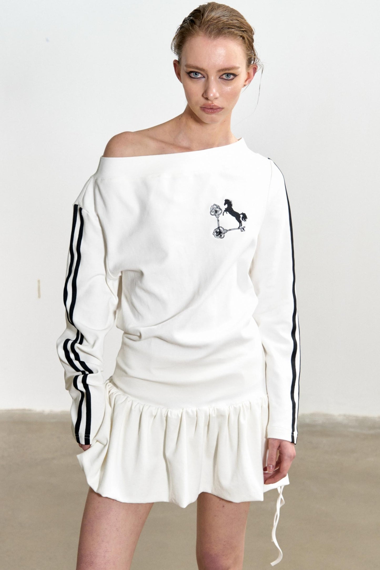 Slouchy Pleated T-Shirt Dress