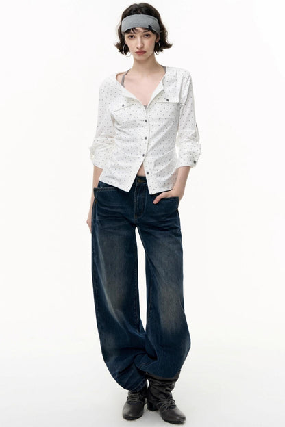 Retro Polka Dot Long Sleeve Shirt