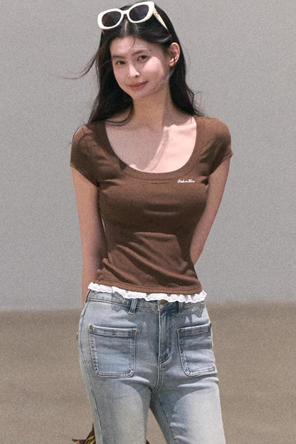 Lace Bohemian Short-Sleeve T-Shirt