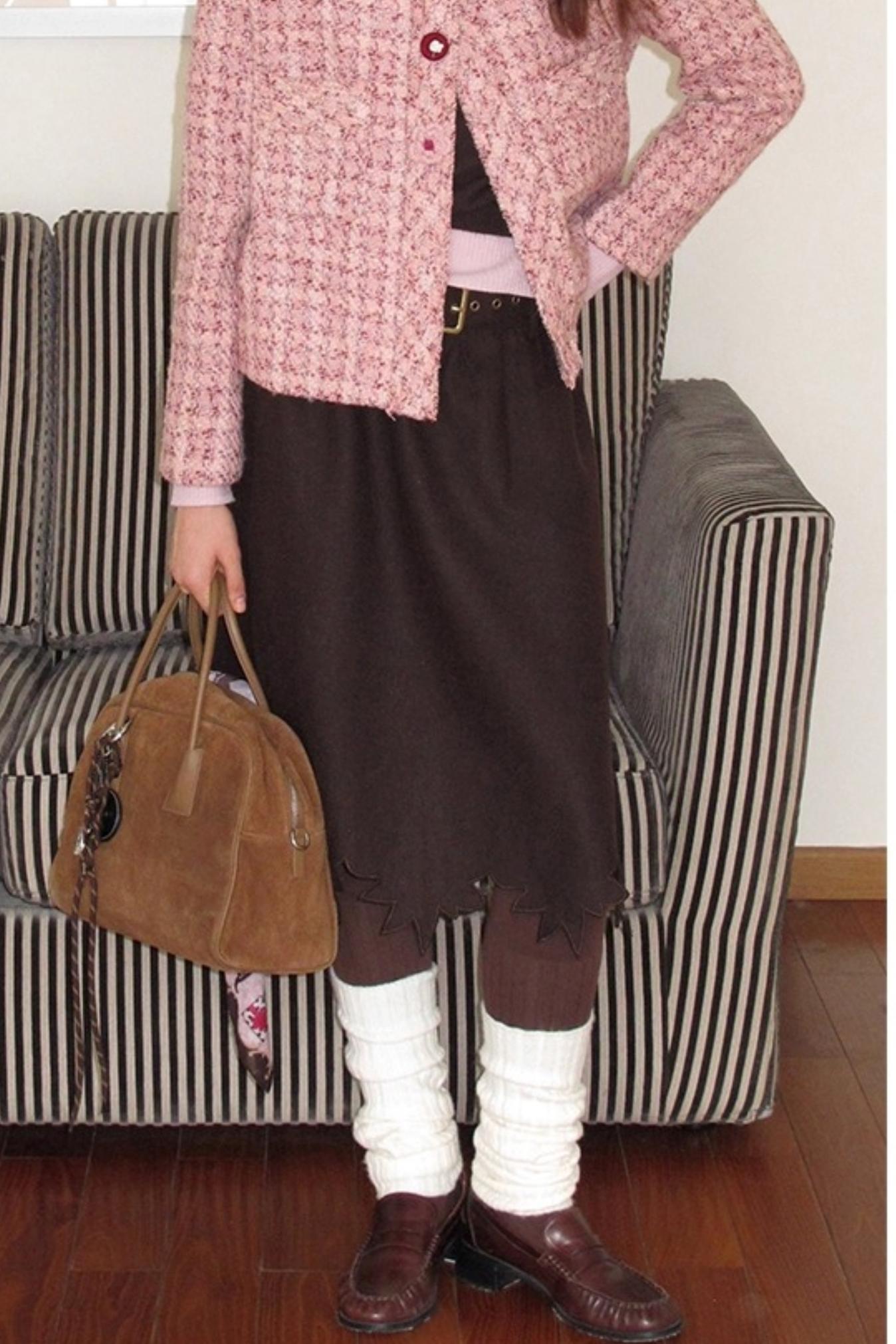 Wooden Tone Wool Skirt