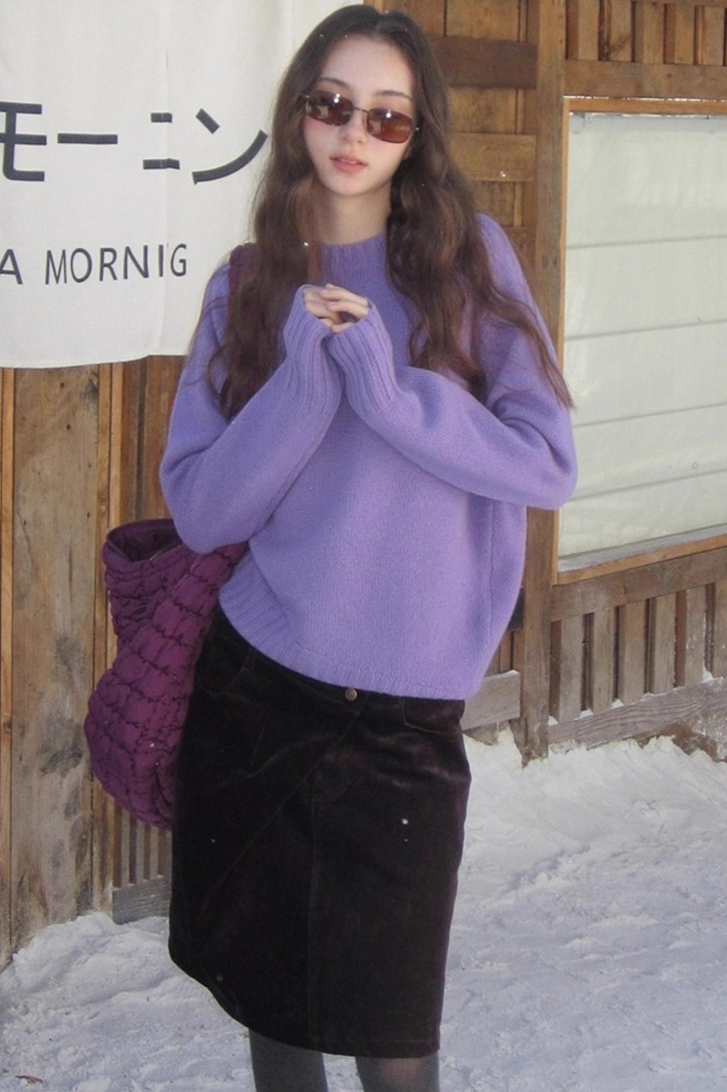 Vintage Dark Purple Velvet Skirt