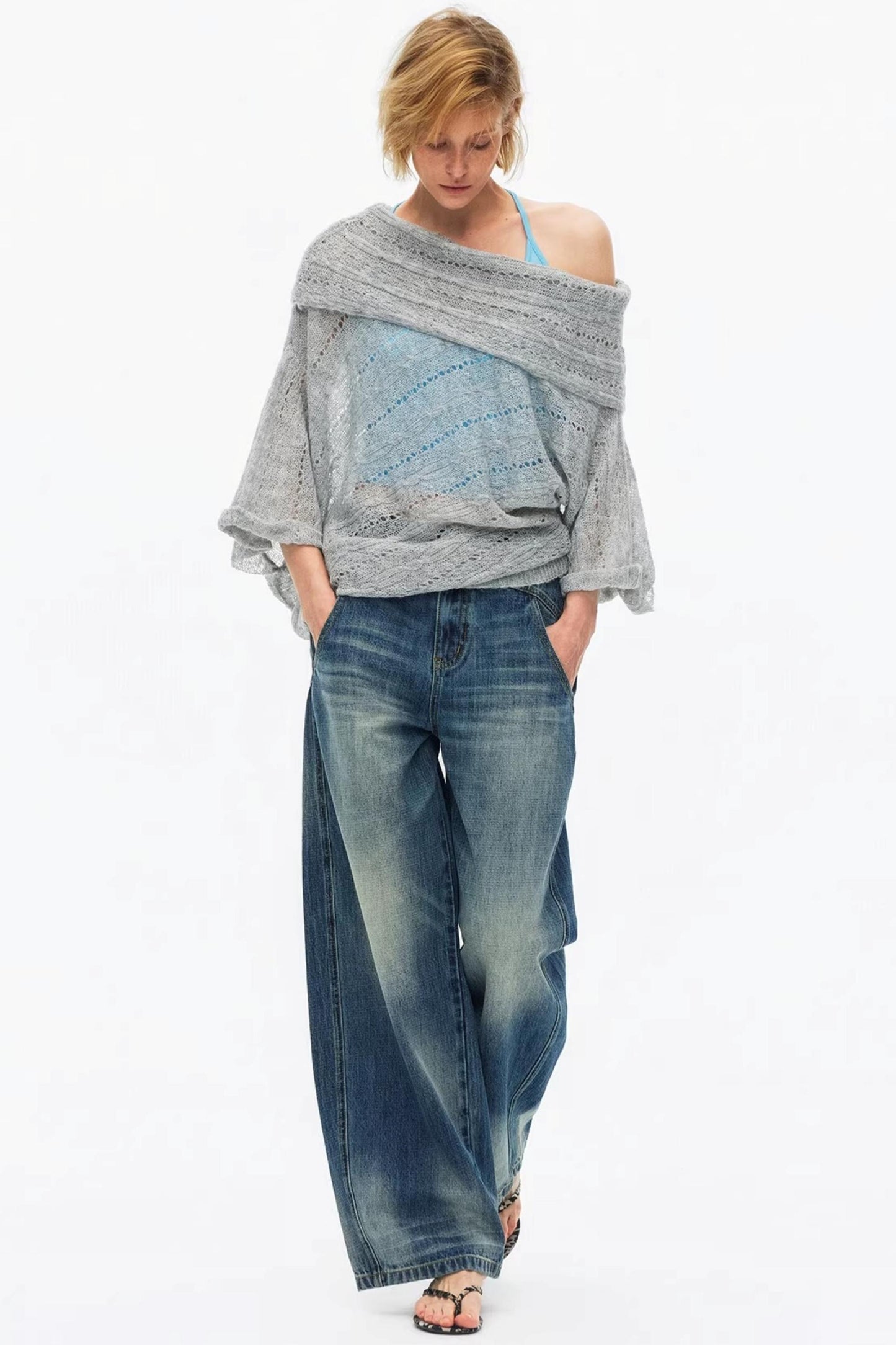 One-Shoulder Oversized Knit Blouse