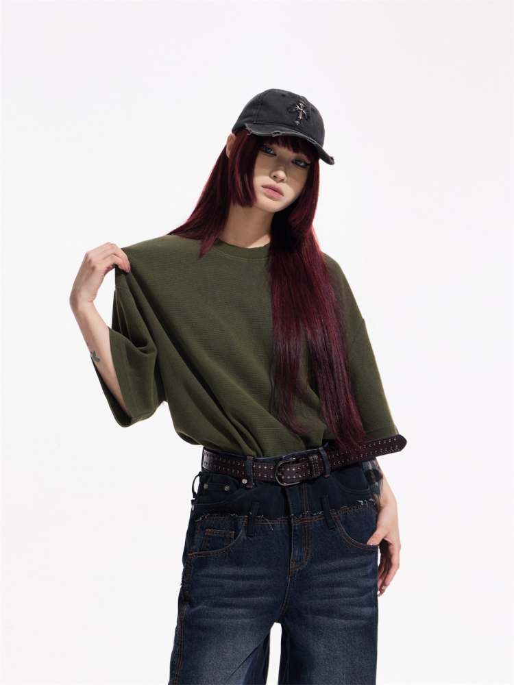 Loose Solid Color Cotton T-Shirt